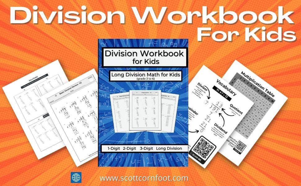 Blue Long Division Workbook with QR Codes